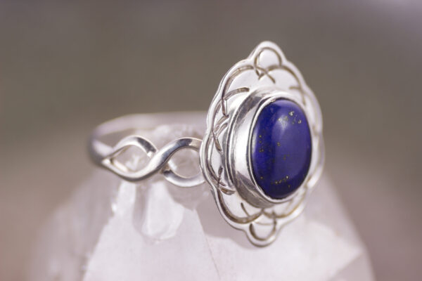 Lapislazuli Ornament Silberring – Bild 2