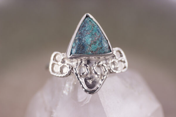 Chrysokoll Ornament Silberring